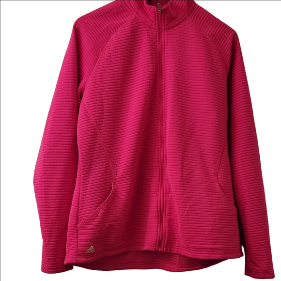 Adidas Hot Pink Ribbed Jacket - Picture 1 of 3